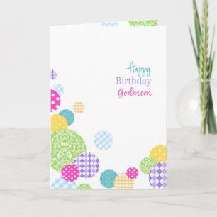 Colorful patterned dots Happy Birthday Godmom Karte