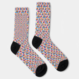 Colorful patterned socks with black heels and toes socken