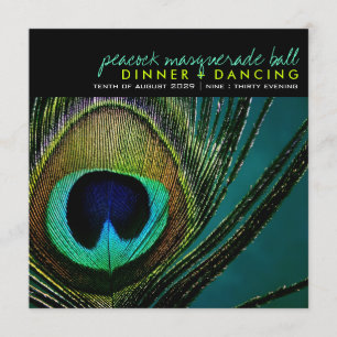 Colorful Peacock Feather Classy Foto Party Einladu Einladung