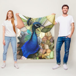 Colorful Peacock Mosaic Fleece Blanket
