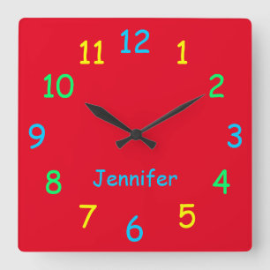 Colorful Personalized Clock Custom Cheery Red Quadratische Wanduhr