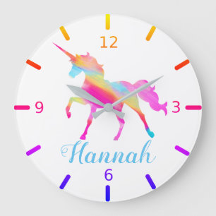 Colorful Personalized Unicorn Große Wanduhr