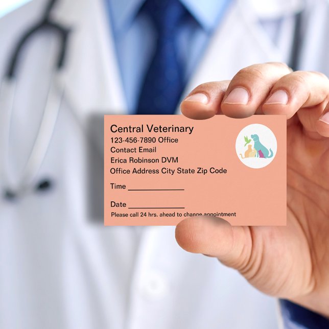 Colorful Pet Care Veterinary Appointment Cards Terminkarte (Von Creator hochgeladen)