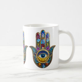 Colorful Petals Leaves Hamsa Sapphire Third Eye Kaffeetasse