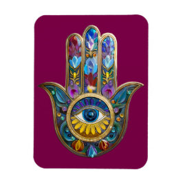 Colorful Petals Leaves Hamsa Sapphire Third Eye Magnet