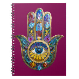 Colorful Petals Leaves Hamsa Sapphire Third Eye Notizblock