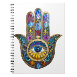 Colorful Petals Leaves Hamsa Sapphire Third Eye Notizblock