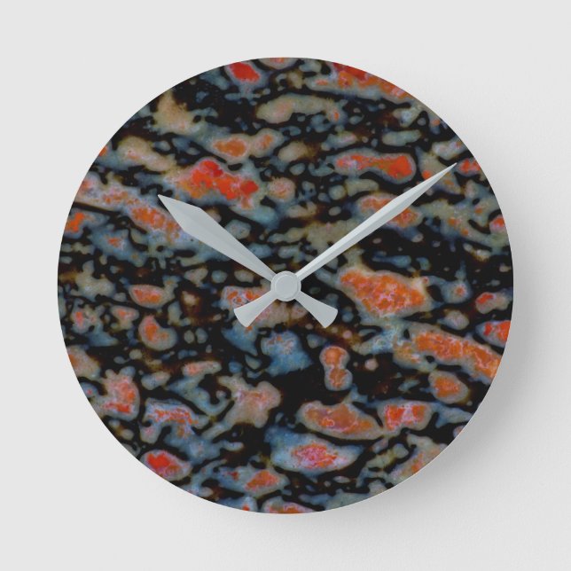 Colorful Petrified Dinosaur Bone Runde Wanduhr (Vorderseite)