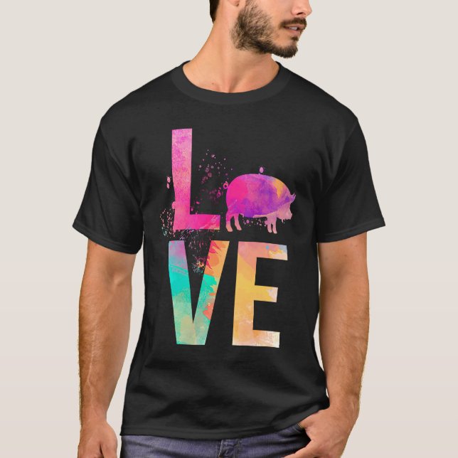 Colorful Pig Mom  Pig T-Shirt (Vorderseite)