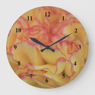 Colorful Pink and Yellow Carnation Flower Große Wanduhr
