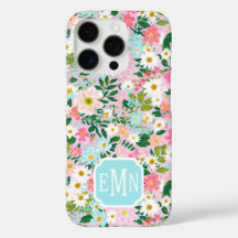 Colorful Pink Flower Garden Monogrammed