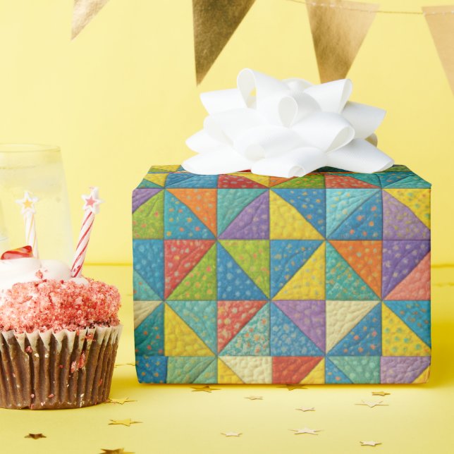 Colorful Pinwheel Quilt Design Geschenkpapier (Geburtstagsparty)
