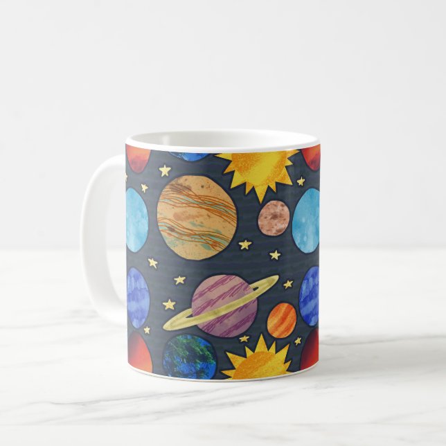 Colorful Planets Space Kaffeetasse (Vorderseite Links)