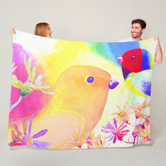 Colorful Playful Birds Fleecedecke (Beispiel)