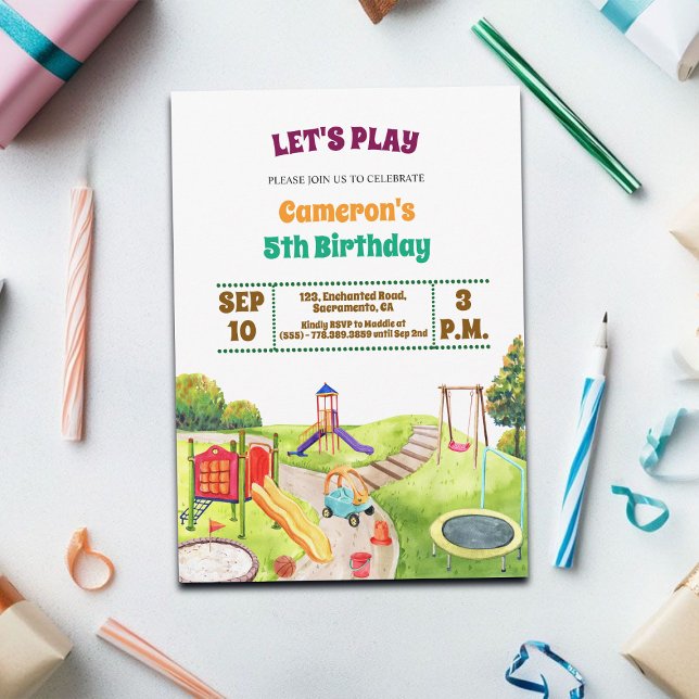 Colorful Playground Party 5th Birthday Invitation Einladung (Von Creator hochgeladen)