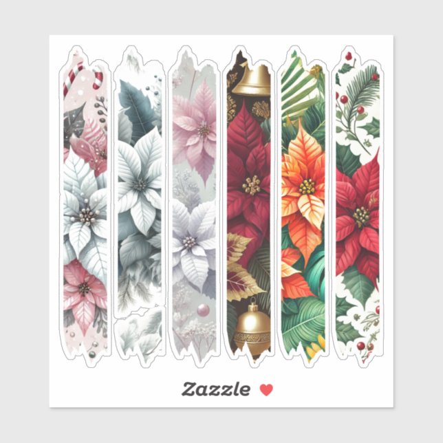 Colorful Poinsettia Washi Tape Scrapbook Stickers Aufkleber (Blatt)