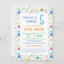 Colorful Pokadot Fiver Party Geburtstagseinladung