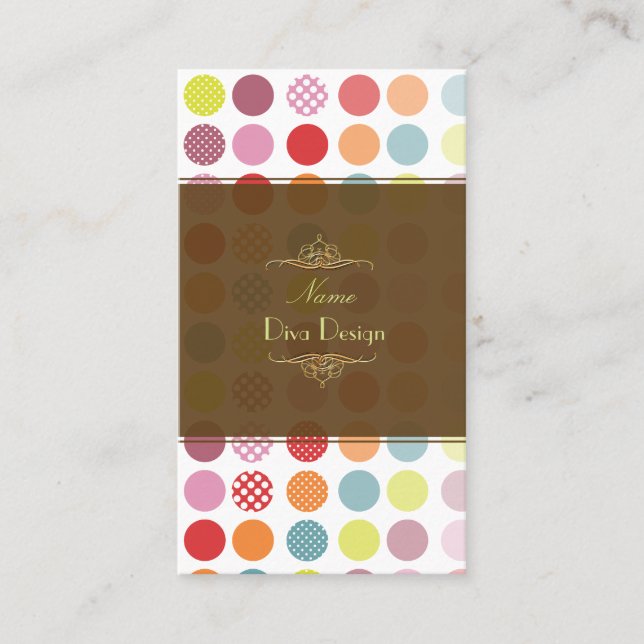 Colorful Polka dots Business Card Visitenkarte (Vorderseite)