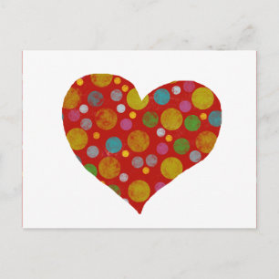 colorful polka dots - heart postkarte