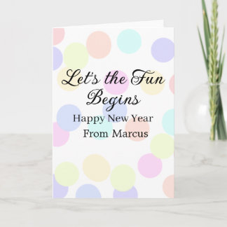 Colorful polka dots let's the fun begins new year  karte