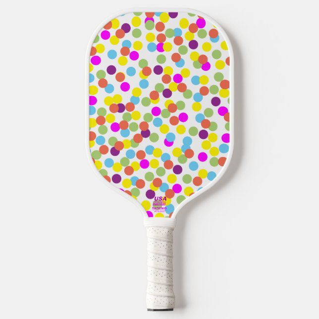 Colorful Polka Dots Pattern Abstract Art Design Pickleball Schläger (Vorderseite)
