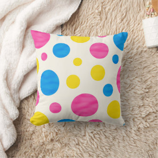 Colorful Polka Dots Pink Blue Yellow Retro Kissen