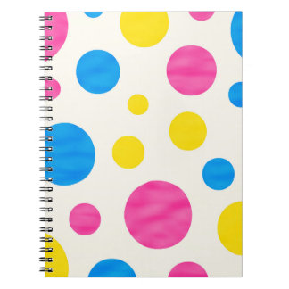 Colorful Polka Dots Pink Blue Yellow Retro Notizblock