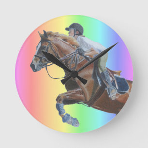Colorful Pony Jumper Wall Clock Runde Wanduhr