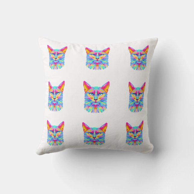 Colorful Pop Art Cat Double-Sided Pillow Kissen (Rückseite)