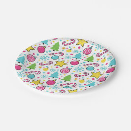 Colorful Pop Art Christmas Tree Pattern – Merry Po Pappteller