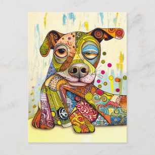Colorful Pop-Art Dog Face Postkarte