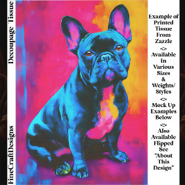 Colorful Pop Art French Bulldog Dog EP6R Decoupage Seidenpapier