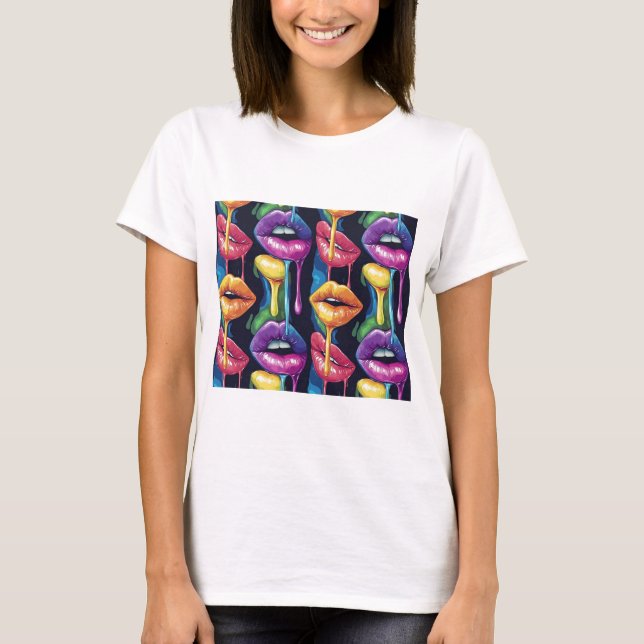 Colorful Pop Art Lips T-Shirt – Bold & Artistic Wo (Vorderseite)