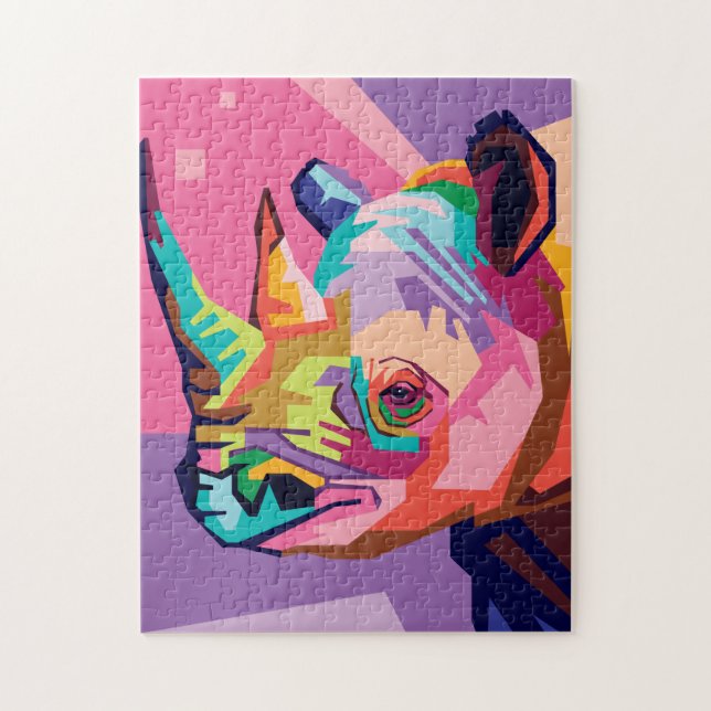 Colorful Pop Art Rhino Portrait Puzzle (Vertikal)
