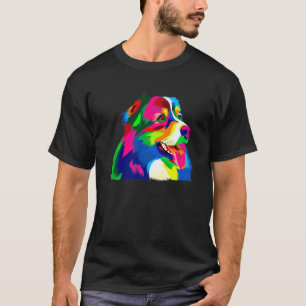 Colorful Pop Australian Shepherd Portrait Aussie T-Shirt