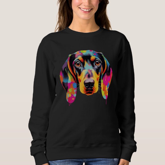 Colorful Pop Dachshund  Portrait Sweatshirt (Vorderseite)