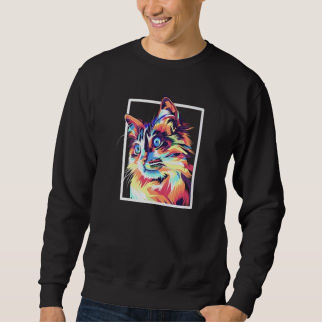 Colorful Pop Maine Coon Cat Sweatshirt (Vorderseite)