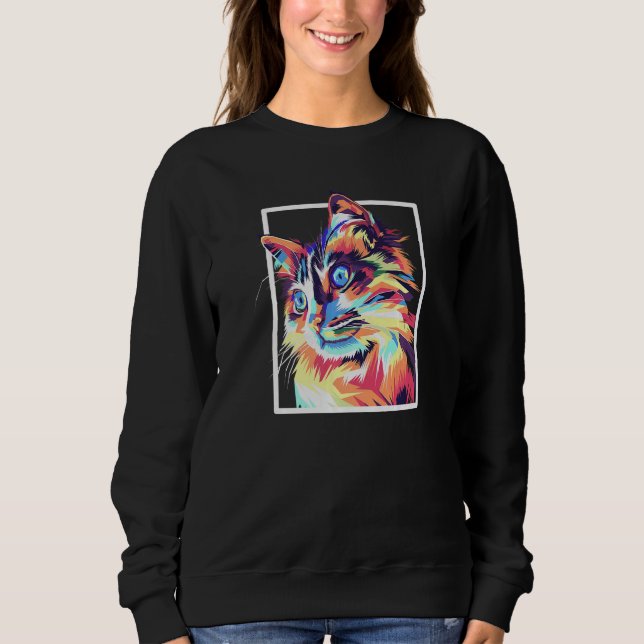 Colorful Pop Maine Coon Cat Sweatshirt (Vorderseite)