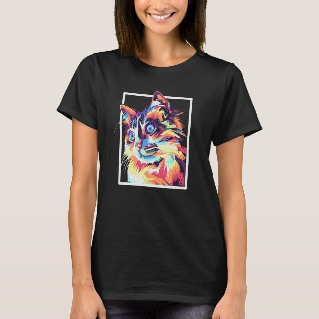 Colorful Pop Maine Coon Cat   T-Shirt (Vorderseite)
