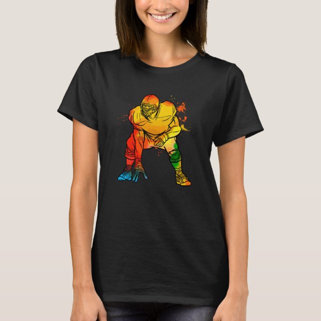 Colorful Pop Portrait Football Defense T-Shirt (Vorderseite)