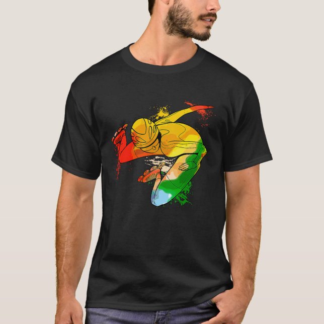 Colorful Pop Portrait Inline Skates T-Shirt (Vorderseite)