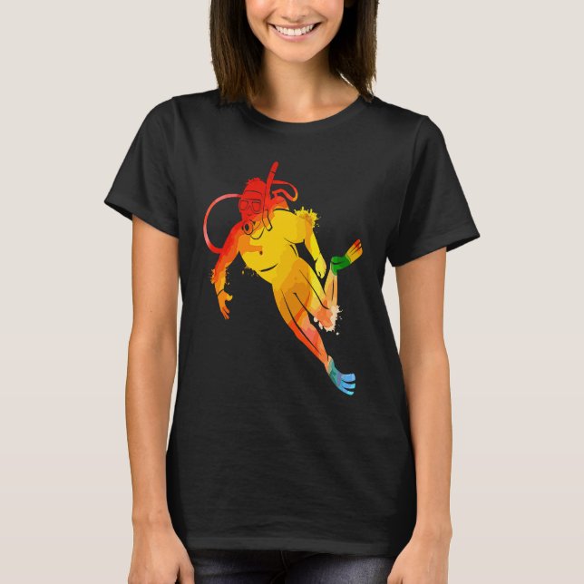 Colorful Pop Portrait Scuba Diving T-Shirt (Vorderseite)