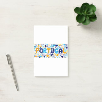 Colorful Portugal Folk Art Typography Design Post-it Klebezettel