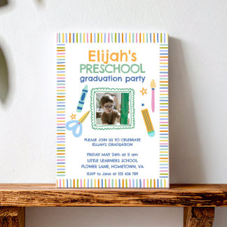Colorful Preschool Graduation Party Invitation Einladung