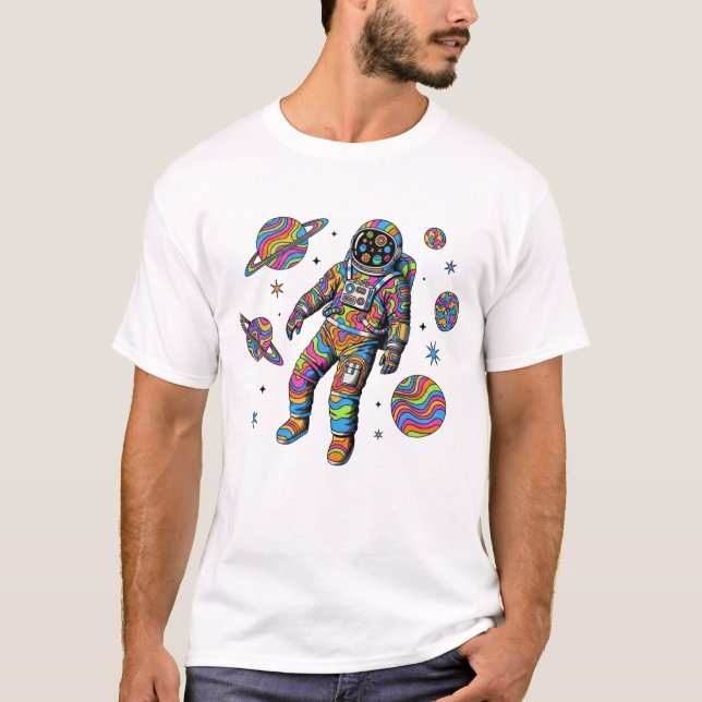 Colorful Psychedelic Astronaut Space Art Trippy   T-Shirt (Vorderseite)