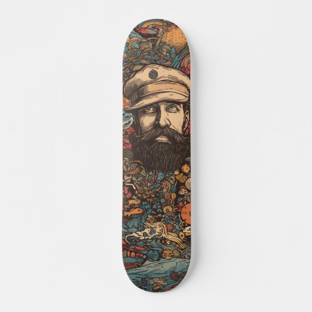 Colorful psychedelic Captain Nemo Skateboard (Vorne)
