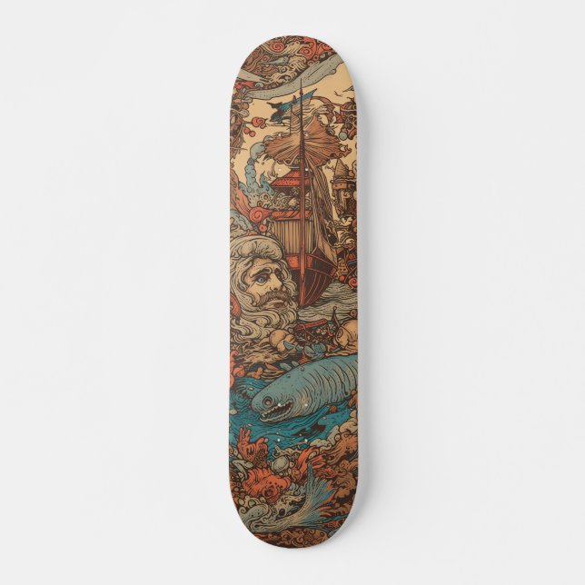 Colorful psychedelic Captain Nemo Skateboard (Vorne)