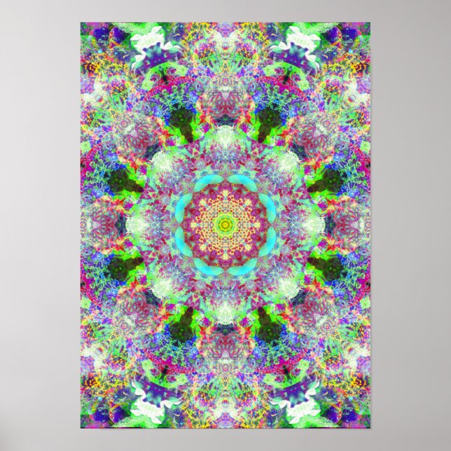 Colorful Psychedelic Dreamy Mandala Poster (Vorne)