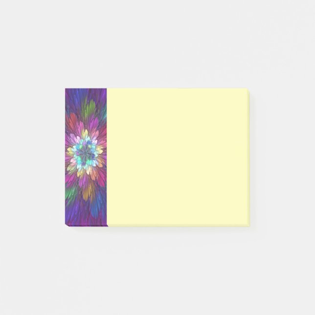 Colorful Psychedelic Flower Abstract Fractal Art Post-it Klebezettel (Vorderseite)