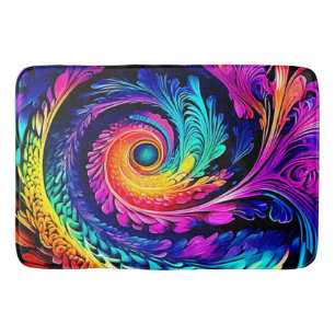 Colorful Psychedelic Spiral Art Badematte
